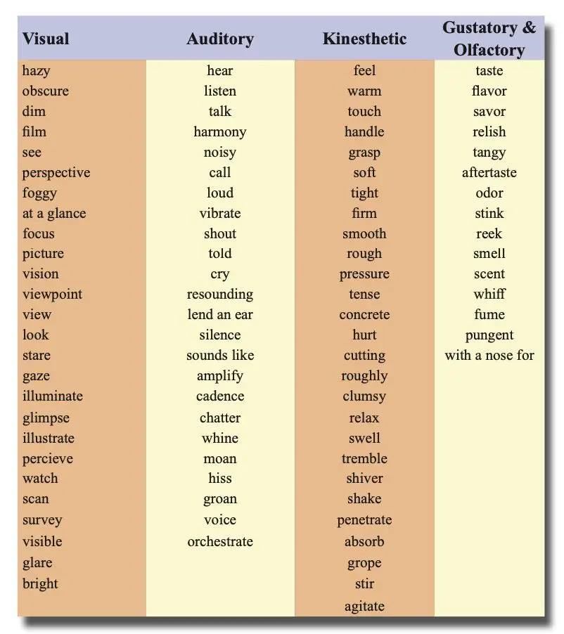 VAKGO chart for NLP coaches