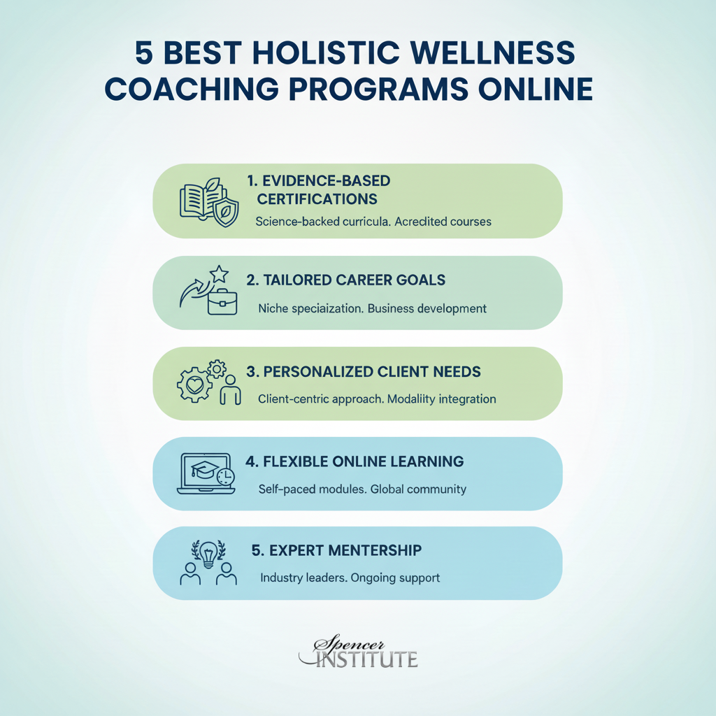 Infographic of 5 best holistic wellness coaching certifications